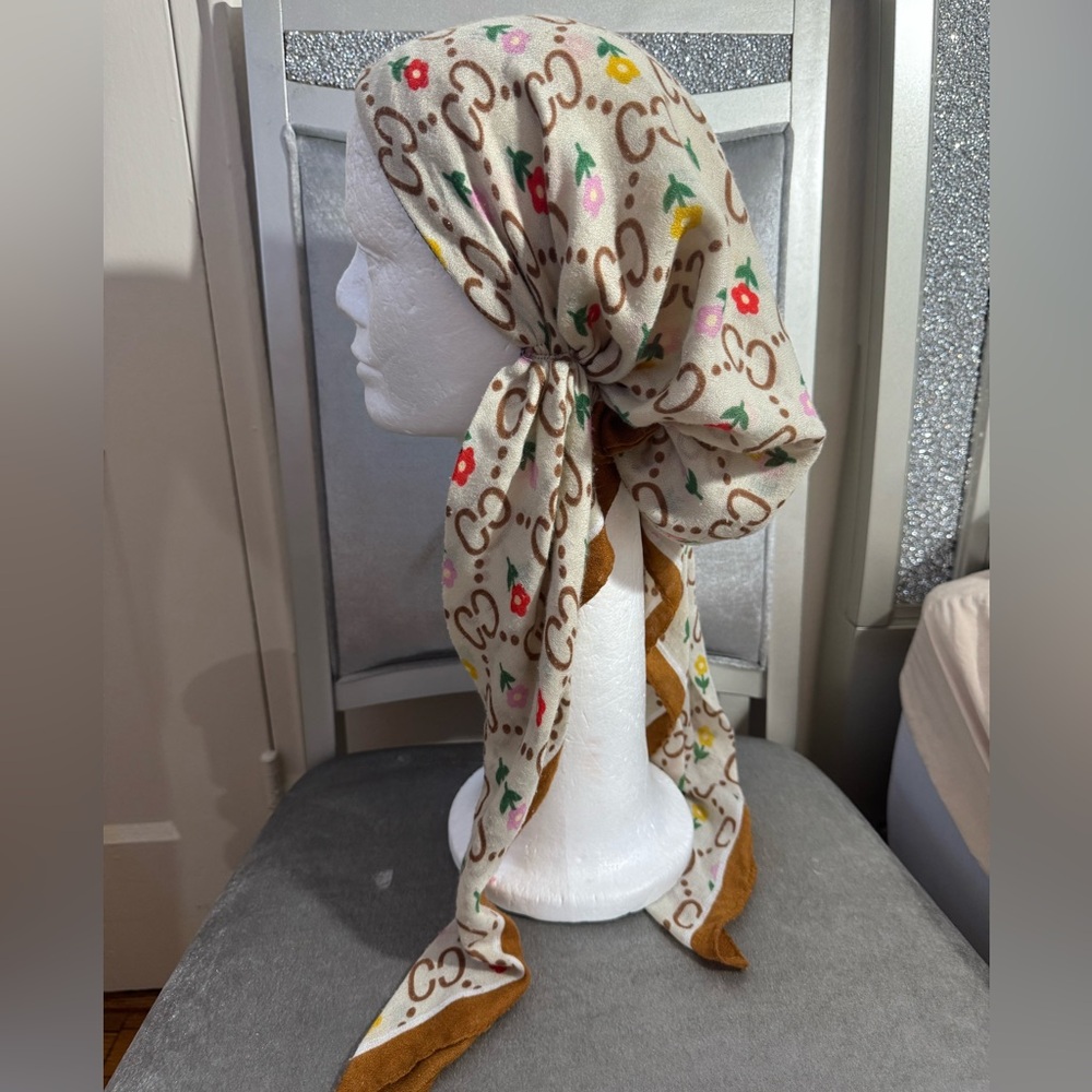 Botanical Cream and Brown Wrap with Elegant Floral Design